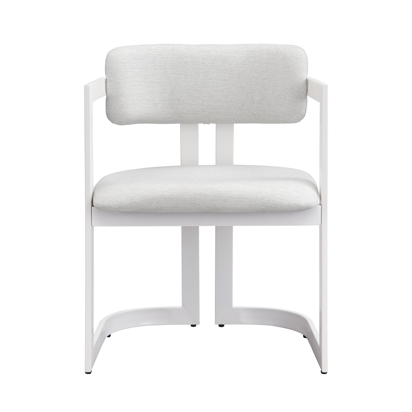Upholstered Dining Chairs Set of 2, Fabric Armchairs with Beige Seating White Metal Frame, 265 LBS Weight Capacity image 7