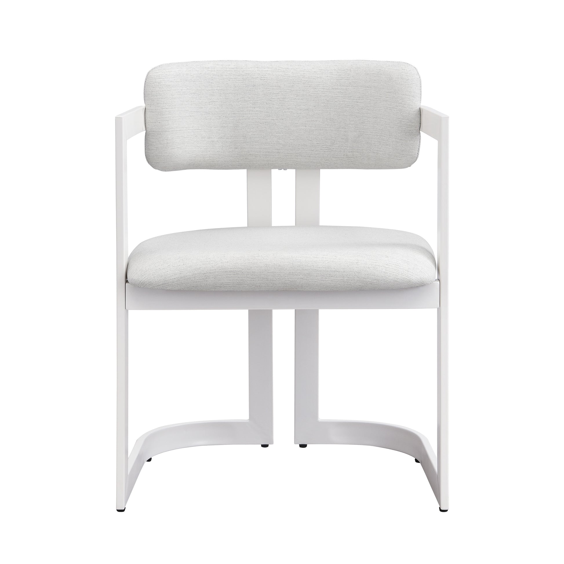 Upholstered Dining Chairs Set of 2, Fabric Armchairs with Beige Seating White Metal Frame, 265 LBS Weight Capacity image 7