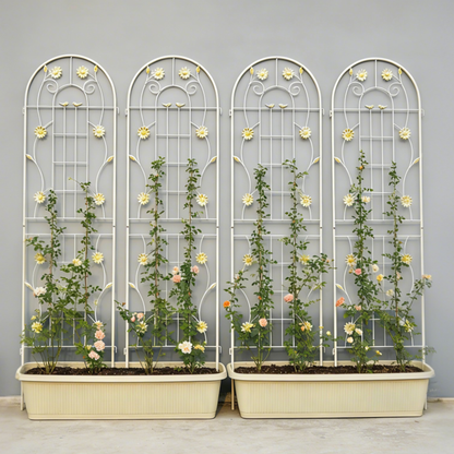 4 Pack Metal Garden Trellis 71" x 19.7" Rustproof Trellis for Climbing Plants Outdoor Flower Support Cream White image 1