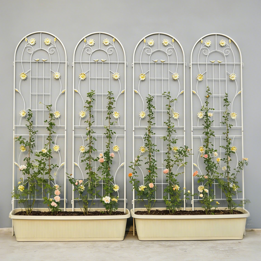 4 Pack Metal Garden Trellis 71" x 19.7" Rustproof Trellis for Climbing Plants Outdoor Flower Support Cream White image 1