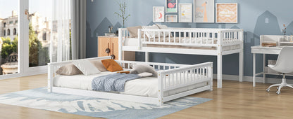 Twin XL over Queen Bunk Bed with Ladder and Guardrails, White image 8