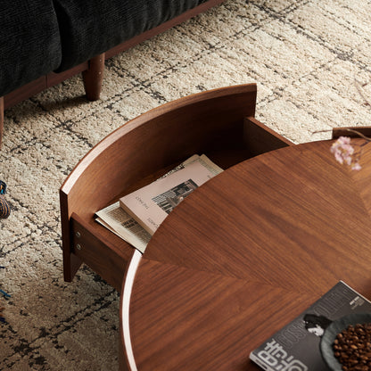 35.4-inch coffee tables, circular walnut design, suitable for living rooms, walnut material, suitable for bedrooms, living rooms, and offices image 7