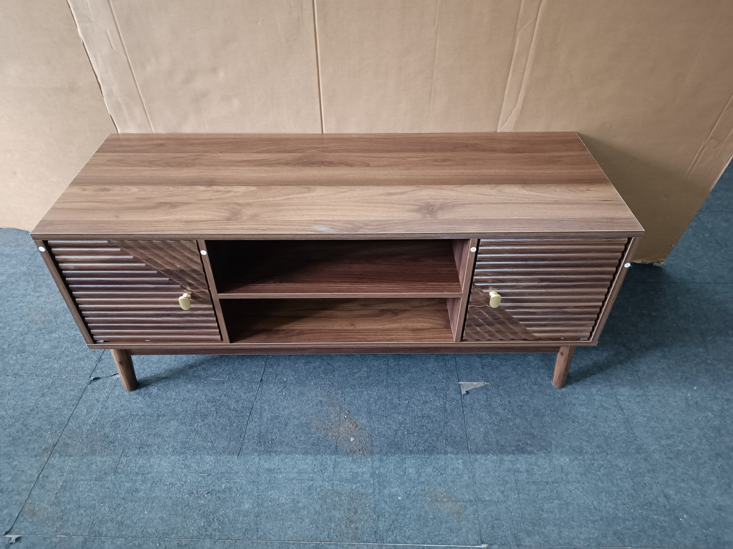 43.31 inch TV Stand, Mid-Century Modern TV Stand for 32/45 inch TV, Entertainment Center with Storage, Media Console Table for Living Room and Bedroom, Walnut image 7