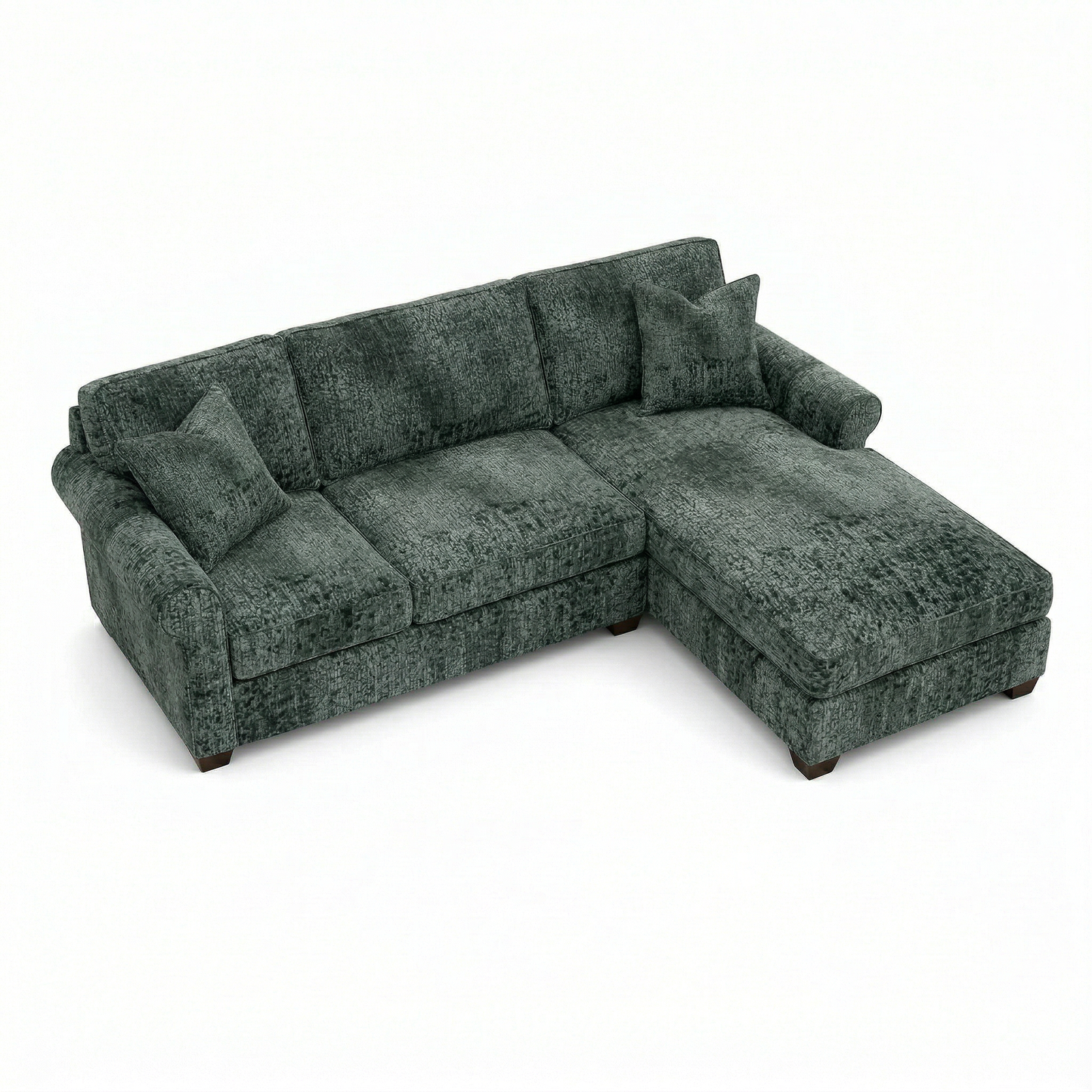 Irlanda Sectional – Made in USA, 5-Day Shipping, Custom Fabric Options, L-Shaped Sectional Wholesale Sectional Furniture - Green Velvet Antique Charcoal - Green image 4