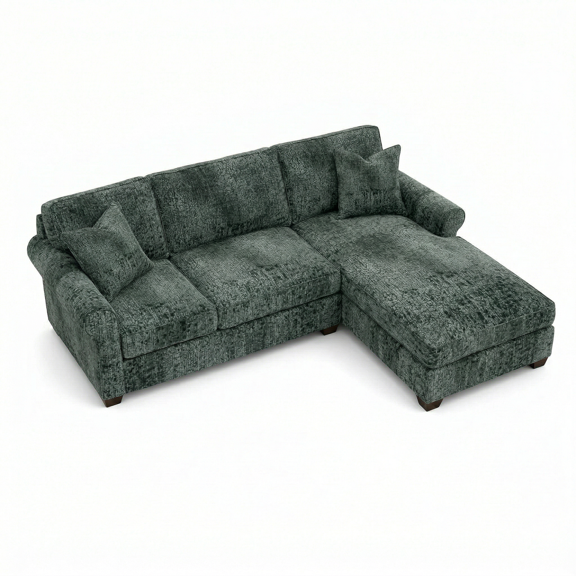 Irlanda Sectional – Made in USA, 5-Day Shipping, Custom Fabric Options, L-Shaped Sectional Wholesale Sectional Furniture - Green Velvet Antique Charcoal - Green image 4