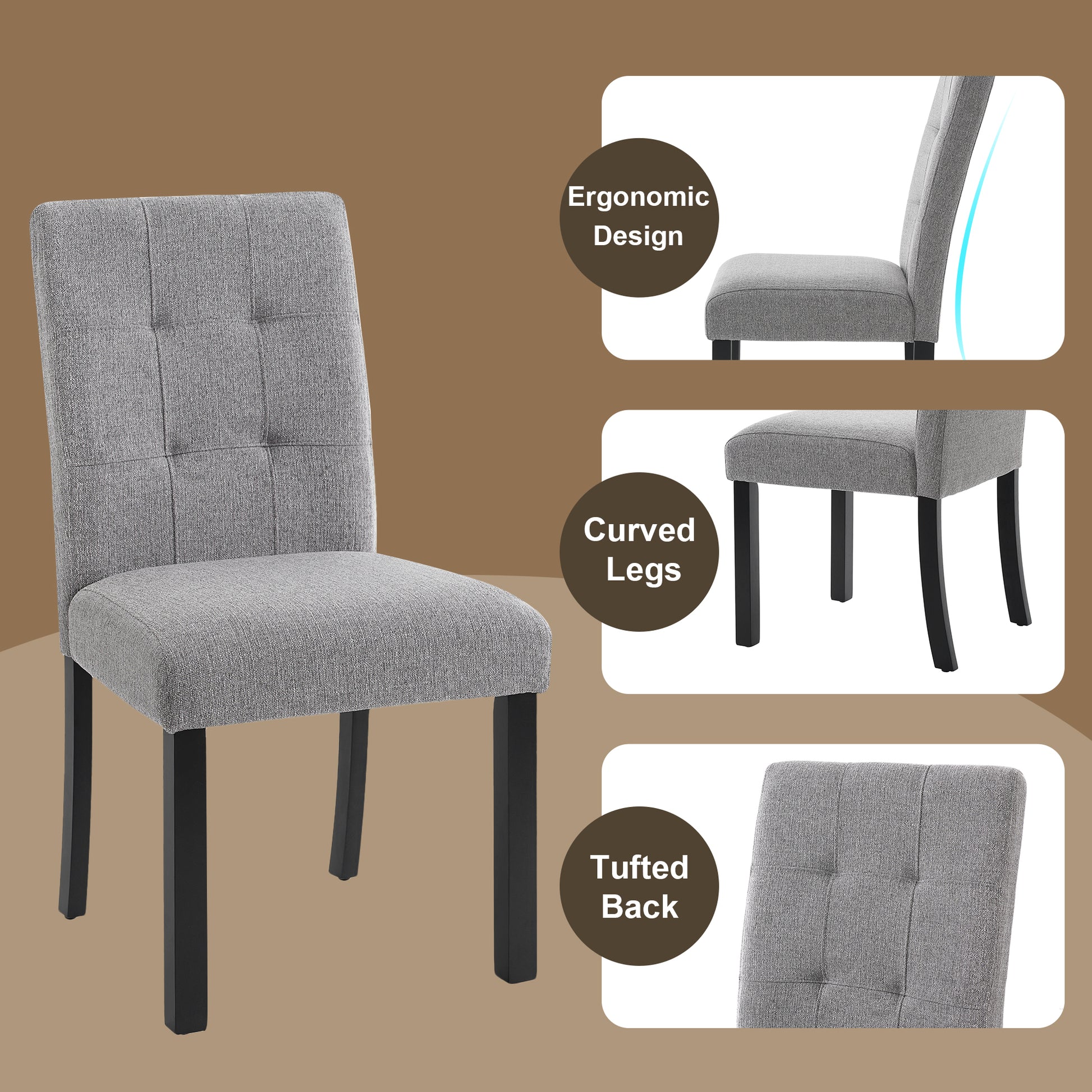6 Piece Modern Dining Table Set, 63" Faux Marble Dining Table with Geometric Legs & 4 Upholstered Chairs & 1 Bench, Suitable for Dining Kitchen Room,Easy to Assemble, White+Gray image 9