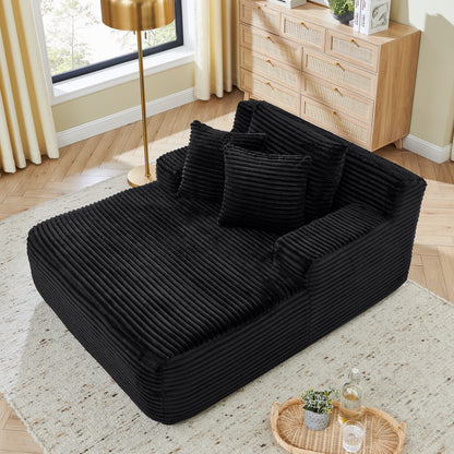 Single lazy sofa lounge chair, no assembly required, made of velvet fabric, fluffy modern single lounge chair, used for indoor living rooms and bedrooms-Black image 2