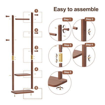 Coat Racks solid wood hanger 23.6* 11*70.8in Solid environmental protection easy to assemble beautiful can be placed in the bedroom/entrance/living room (Walnut) image 4