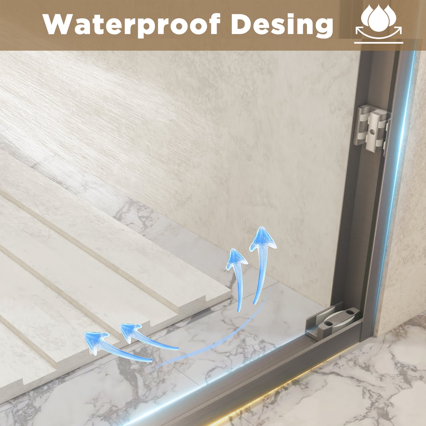 44-48" x 72" Tempered Glass with Explosion Proof Film, Aluminum Frame Double Sliding Shower Door, "1/4 (6 mm), Stainless Steel handle,Brushed Nickel image 8