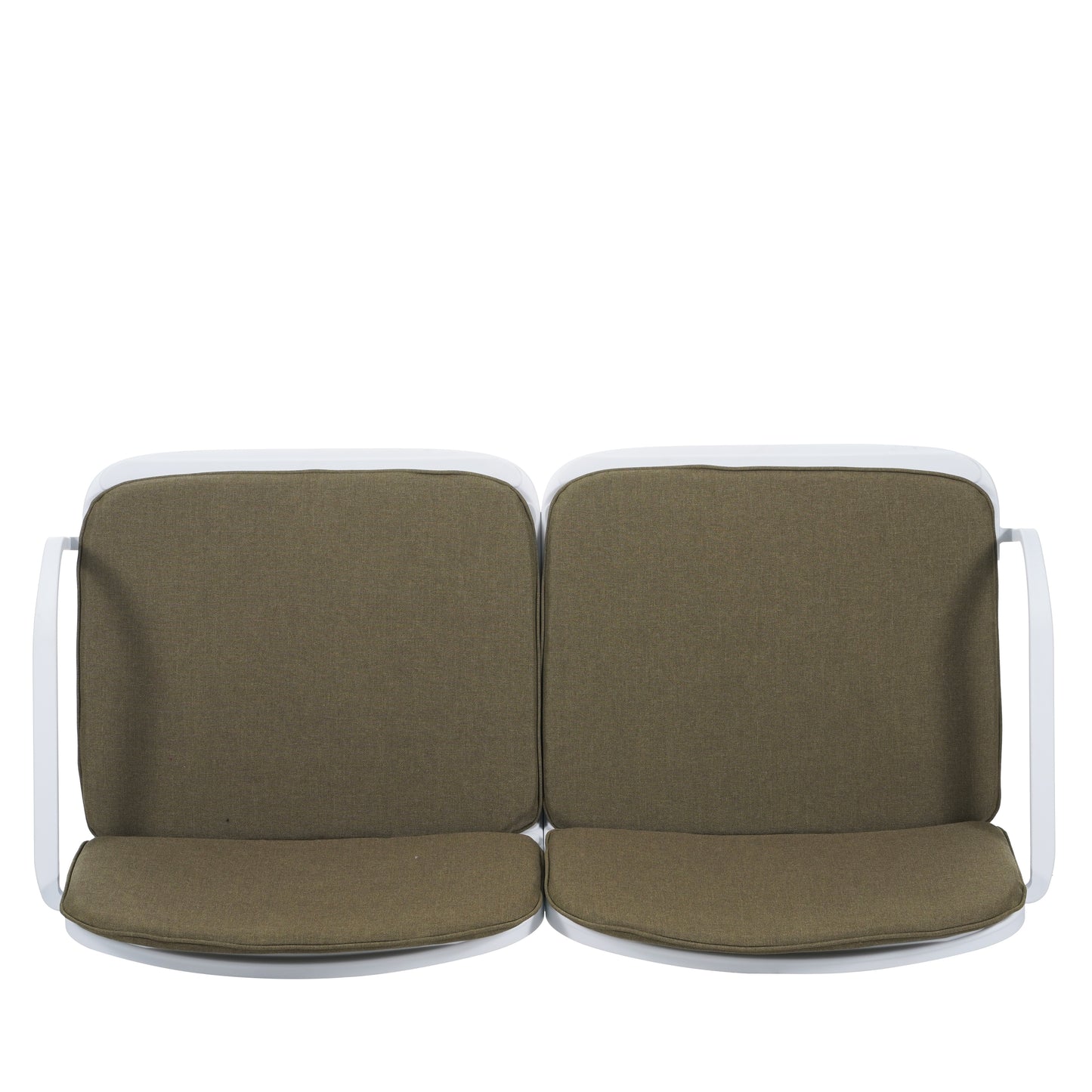 Luna Outdoor Patio PP Loveseat, White Frame with Green Cushion image 10