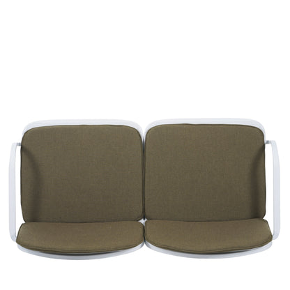 Luna Outdoor Patio PP Loveseat, White Frame with Green Cushion image 10