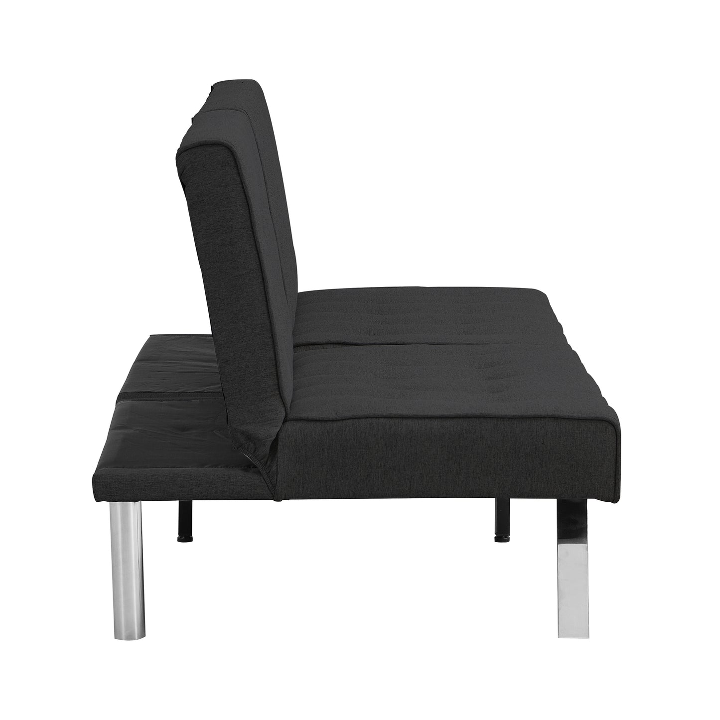 WOOD FRAME, STAINLESS LEG, FUTON, SOFA BED BLACK image 7