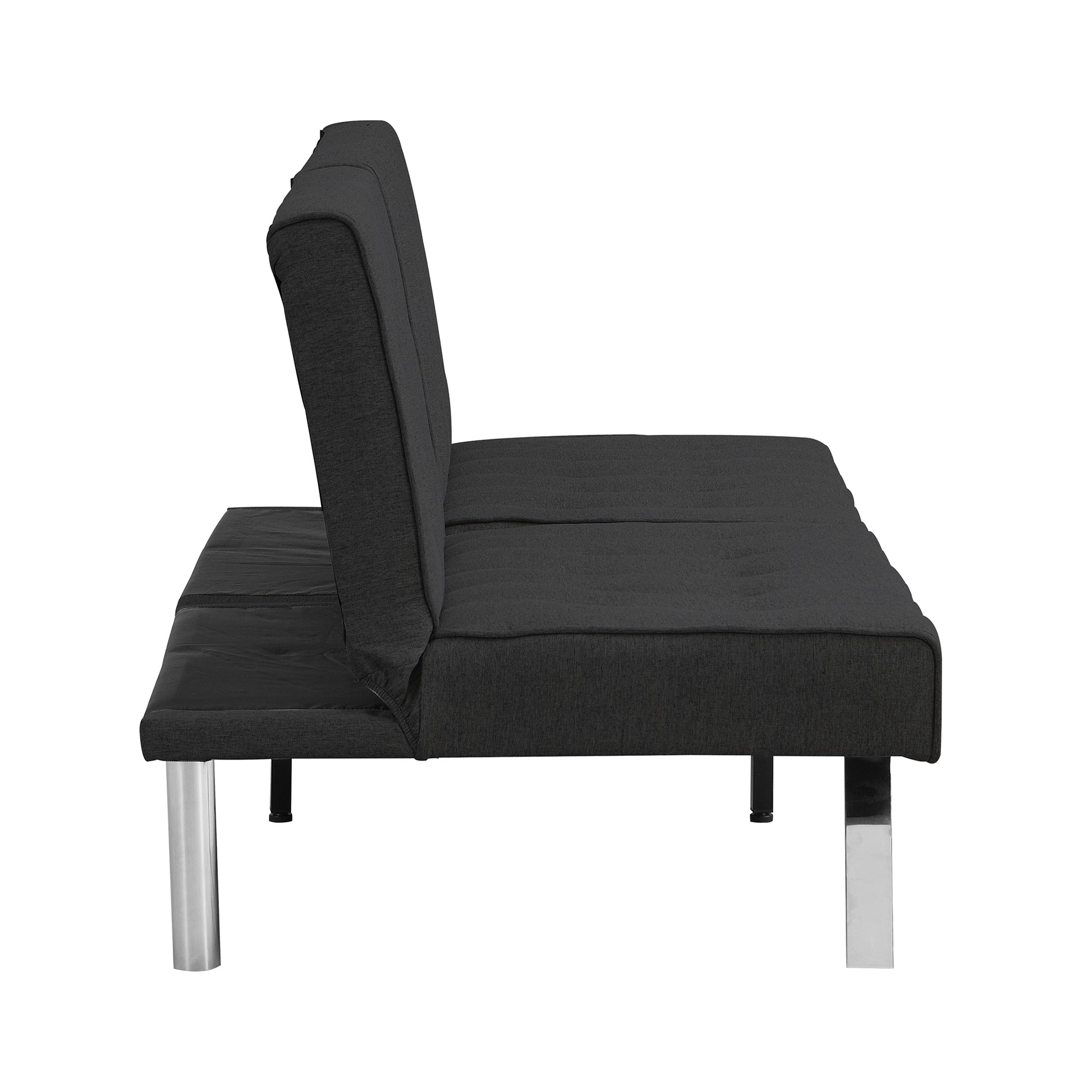 WOOD FRAME, STAINLESS LEG, FUTON, SOFA BED BLACK image 7