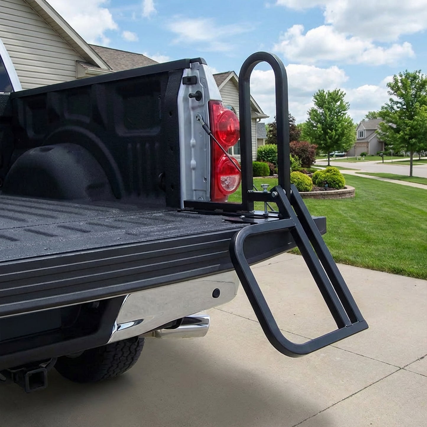 Foldable Pickup Truck Tailgate One-Step Ladder - Universal Fit. Drilling Hex Screws for Easy Install. Load Capacity: 300 LBS. Serves To Secure Items In Truck Bed image 10