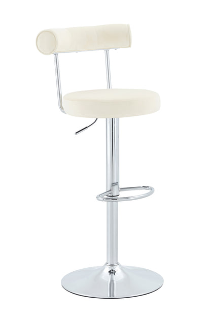Soft Velvet Upholstered Swivel Adjustable Bar Chair with Chrome Silver Legs - Dining Room Living Room Bar Cafe Reception Desk Bar Stool(Off White, Set of 2) image 6