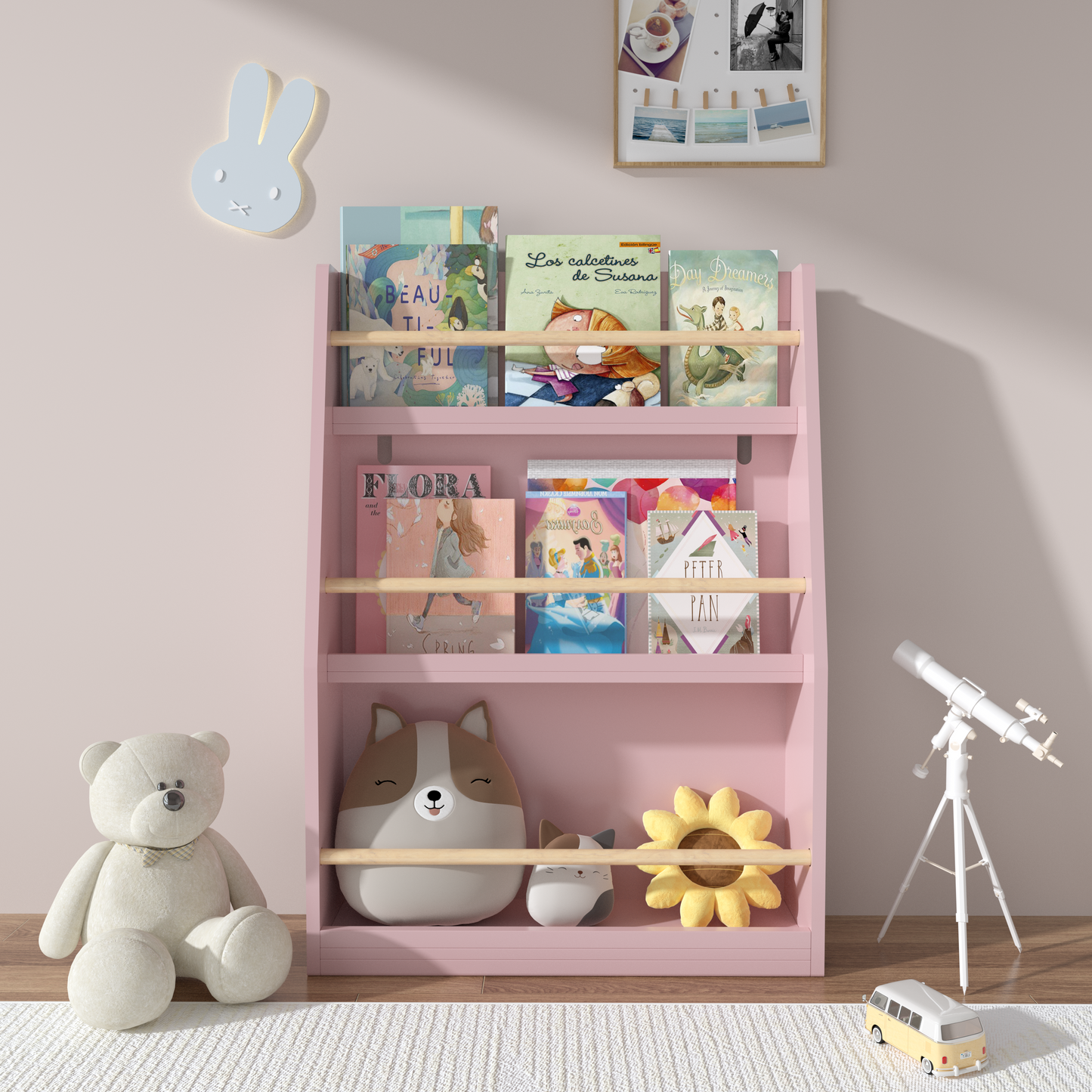 3 Tier Kids Book Shelf,Kids Book Rack, Helps Keep Bedrooms, Playrooms, and Classrooms Organized,Pink image 10