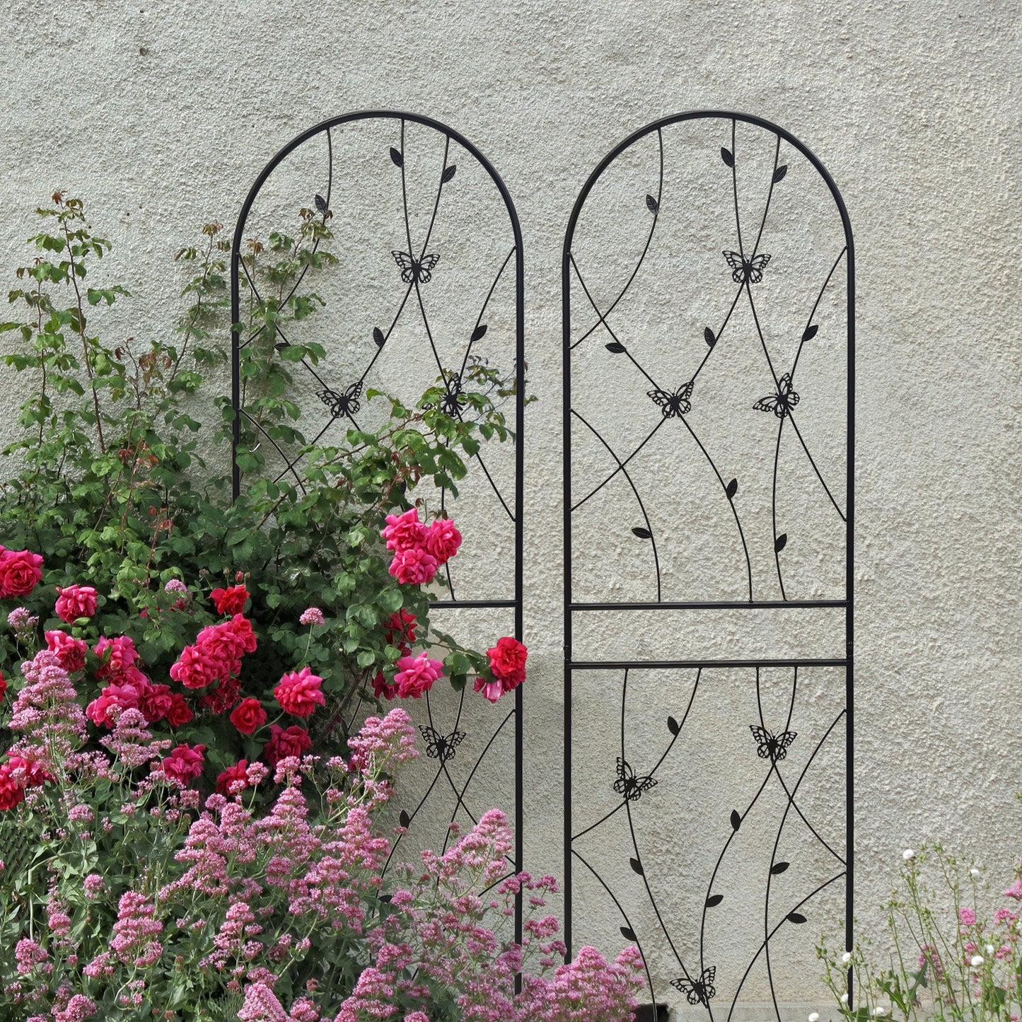 4 Pack Metal Garden Trellis 71" x 19.7" Rustproof Trellis for Climbing Plants Outdoor Flower Support Butterfly Deco Black image 6