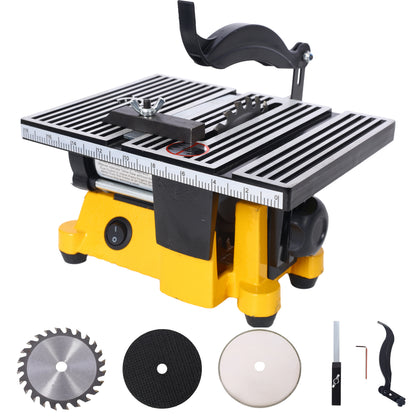 4" 90W Mini Table Saw Top Cut Off Miter Saw Multifunctional Desktop Saws w/ 3 Blades for Precision Cut Metal Wood Frame Molding image 1