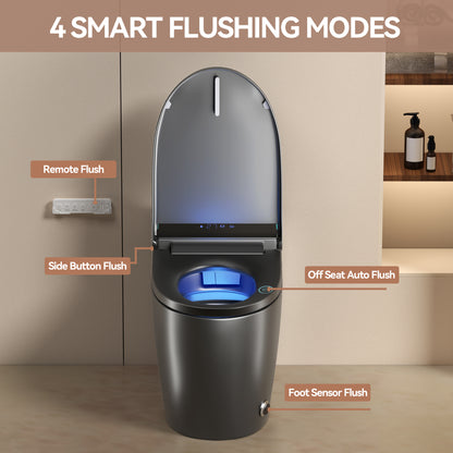 Unique Smart Toile, One Piece Toilet with Bidet Built In,Intelligent Toilet Auto Open/Close Seat. Bidet toilet with Dryer and Warm Water.Gray image 7