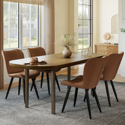 Set of 4 Modern PU Leather Dining Chairs with Thick Cushions & Metal Legs, Armless Faux Leather Side Chairs for Kitchen, Dining Room image 1