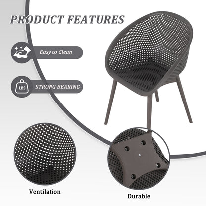 Summer - 2-Pack Warm Grey Modern Lounge Chairs – Indoor/Outdoor All-Weather PP Plastic with 36 Inch Indoor/Outdoor Modern White Round PP Table image 10