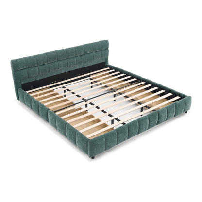 King Size Upholstered Bed,comfortable upholstered bed frame, Chenille fabric, with headboard and solid bed frame. With drawer for storage-green(88.5''*85.5''*31'') image 12