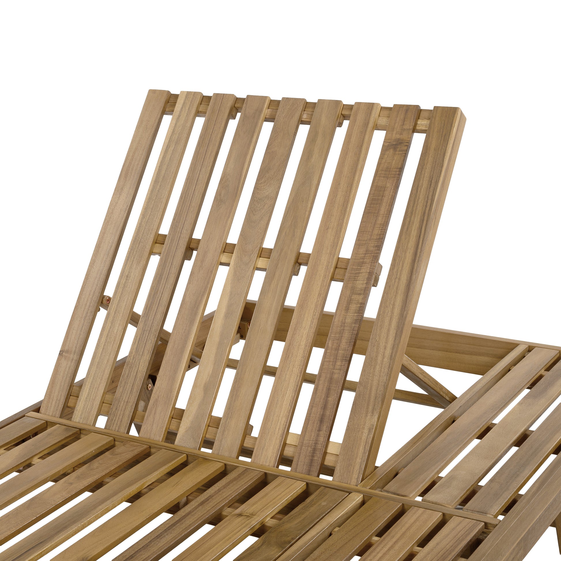 2/3 Foldable Acacia Wood Lounge Chair With Adjustable Backrest & Flat Storage Surface, light brown Finish Uncushioned, For Backyard Pool Garden Patio image 6