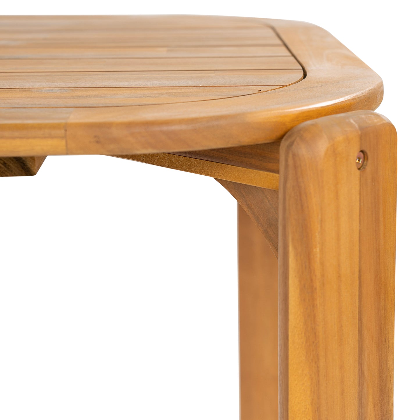 Kaja Outdoor Acacia Wood Dining Table, Teak Finish with Slat Design image 9