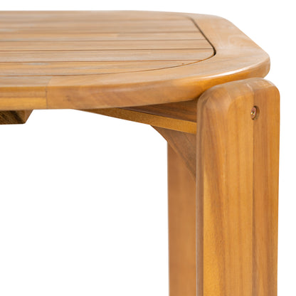 Kaja Outdoor Acacia Wood Dining Table, Teak Finish with Slat Design image 9