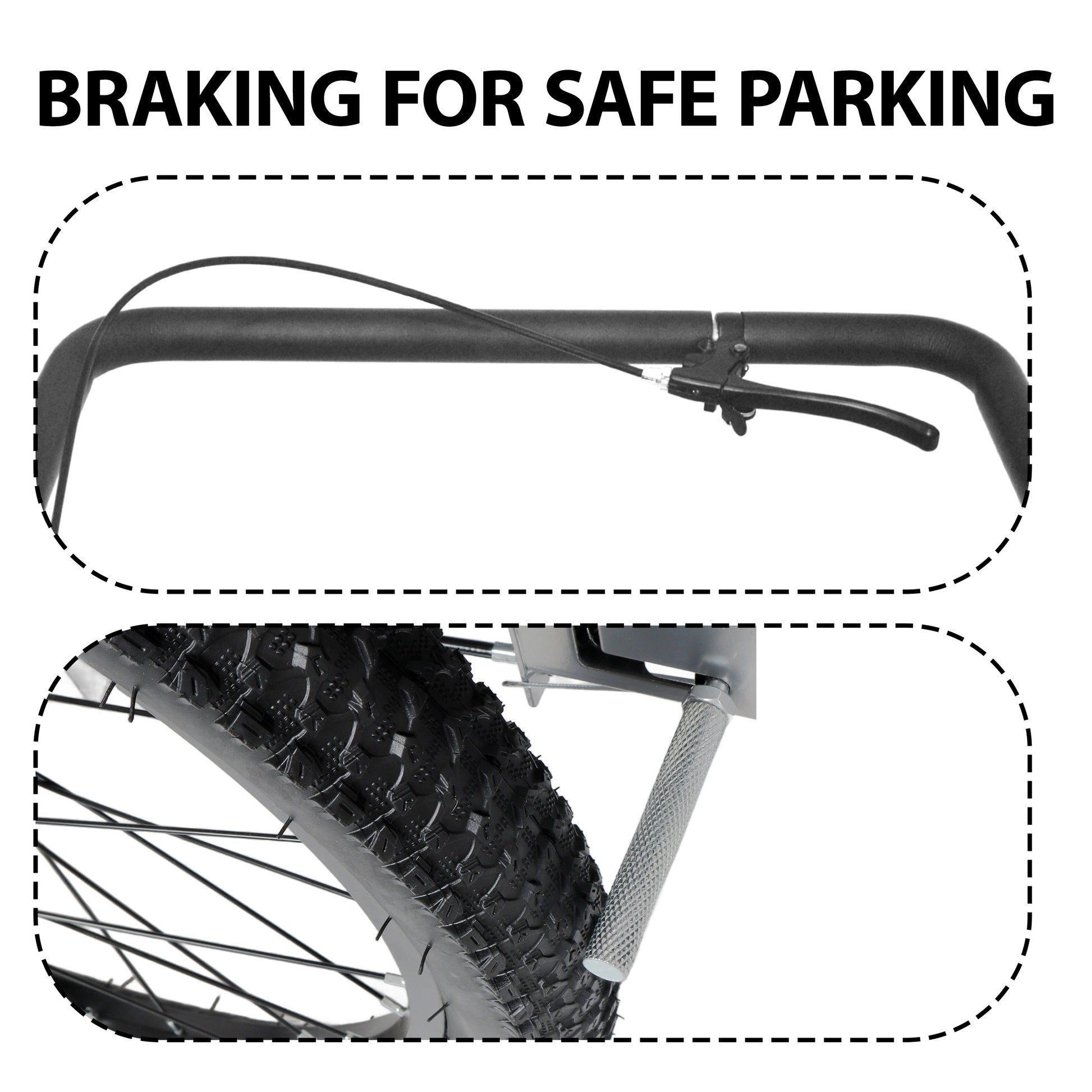 3-in-1 Heavy-Duty Bike Cargo Trailer -Bike Compatible Steel Frame, 110lb Capacity, Convertible Stroller & Pull Cart w/Suspension, 20 *2-3/8" FAT tire image 4