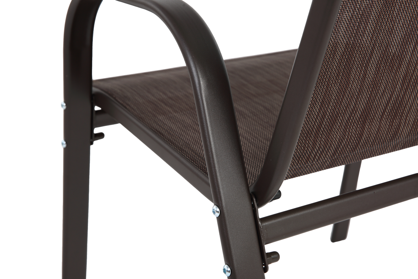 4 Piece Patio Chairs, Outdoor Camping Chairs with Breathable Textilene Fabric, Set of 2 Garden Chairs with Armrest High Backrest for Garden Patio Pool Beach Yard Space Saving (Brown) image 4