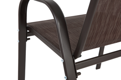 4 Piece Patio Chairs, Outdoor Camping Chairs with Breathable Textilene Fabric, Set of 2 Garden Chairs with Armrest High Backrest for Garden Patio Pool Beach Yard Space Saving (Brown) image 4