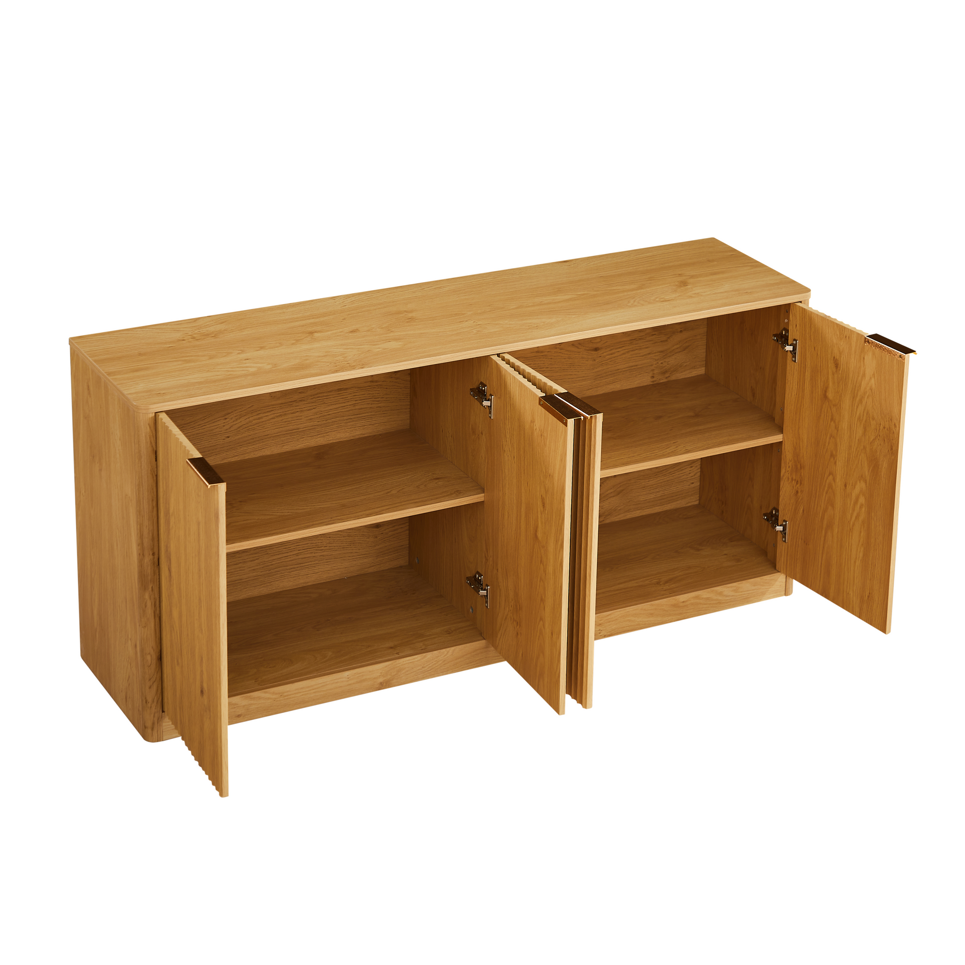 59-inch modern wavy sideboard, curved contour design storage cabinet, 4-door cabinet with storage function, suitable for kitchen/bedroom/living room, Natural, 59.0"L x 15.7"W x 27.7"H image 10