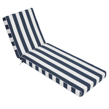 Outdoor Chaise Lounge Cushions Set of 2, 75"x24"x4" Patio Lounge Chair Cushions with Removable Covers, Waterproof Replacement Cushions for Outdoor Furniture, Poolside, Lawn-NavyBlue/White Striped image 3