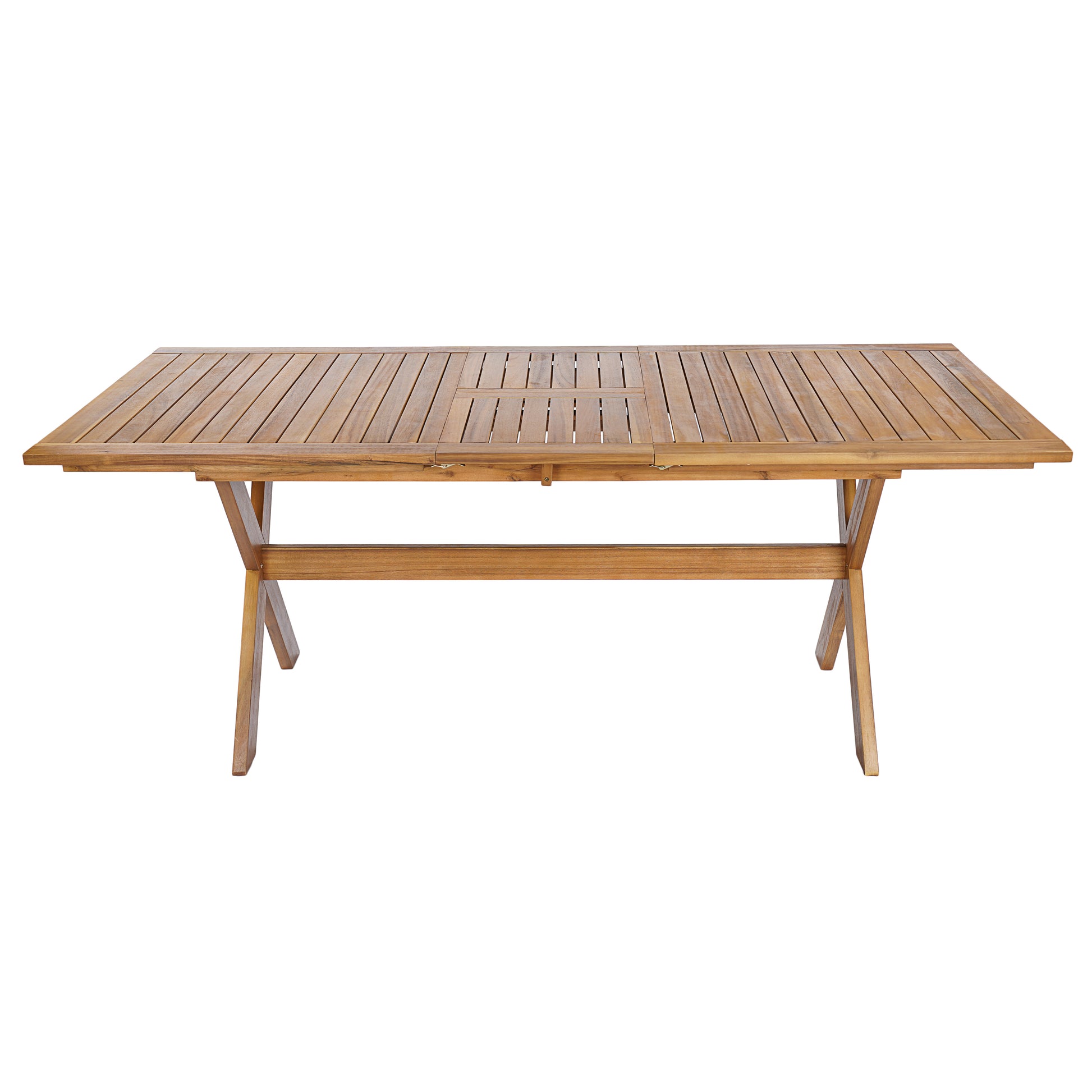 7 Pieces Acacia Wood Outdoor Dining Set with Cream Cushions,Modern 6 Chairs 1 Large Table,Dining Furniture Set for Lawn, Backyard, Garden Deck,Poolside,Teak image 8