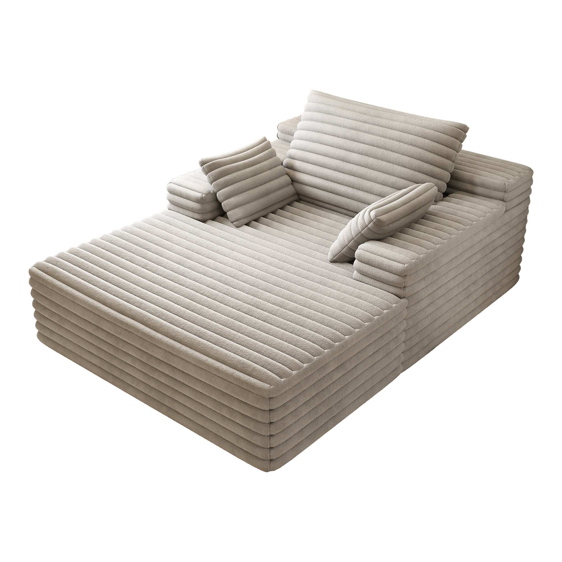 Chaise Lounge Chair Indoor, Oversized Upholstered Sofa Bed, Sleeper Couch Reading Chairs Fluffy Plush Faux Fur Cloud Sofas Couches for Living Room,Grey image 8