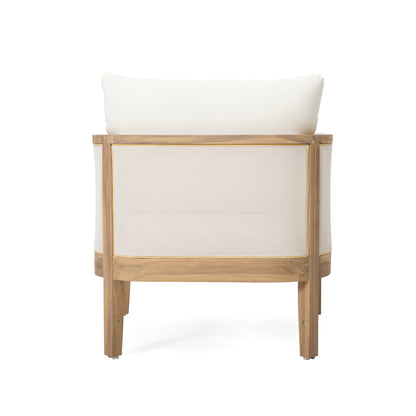 (Set of 2) Outdoor Acacia Wood Patio Club Chair, Textilene Patio Furniture,Waterproof Thick Cushion Deep Seating for Porch, Garden, Backyard, Balcony, Weight Capacity 400lbs, Light Teak Finish, Beige image 6