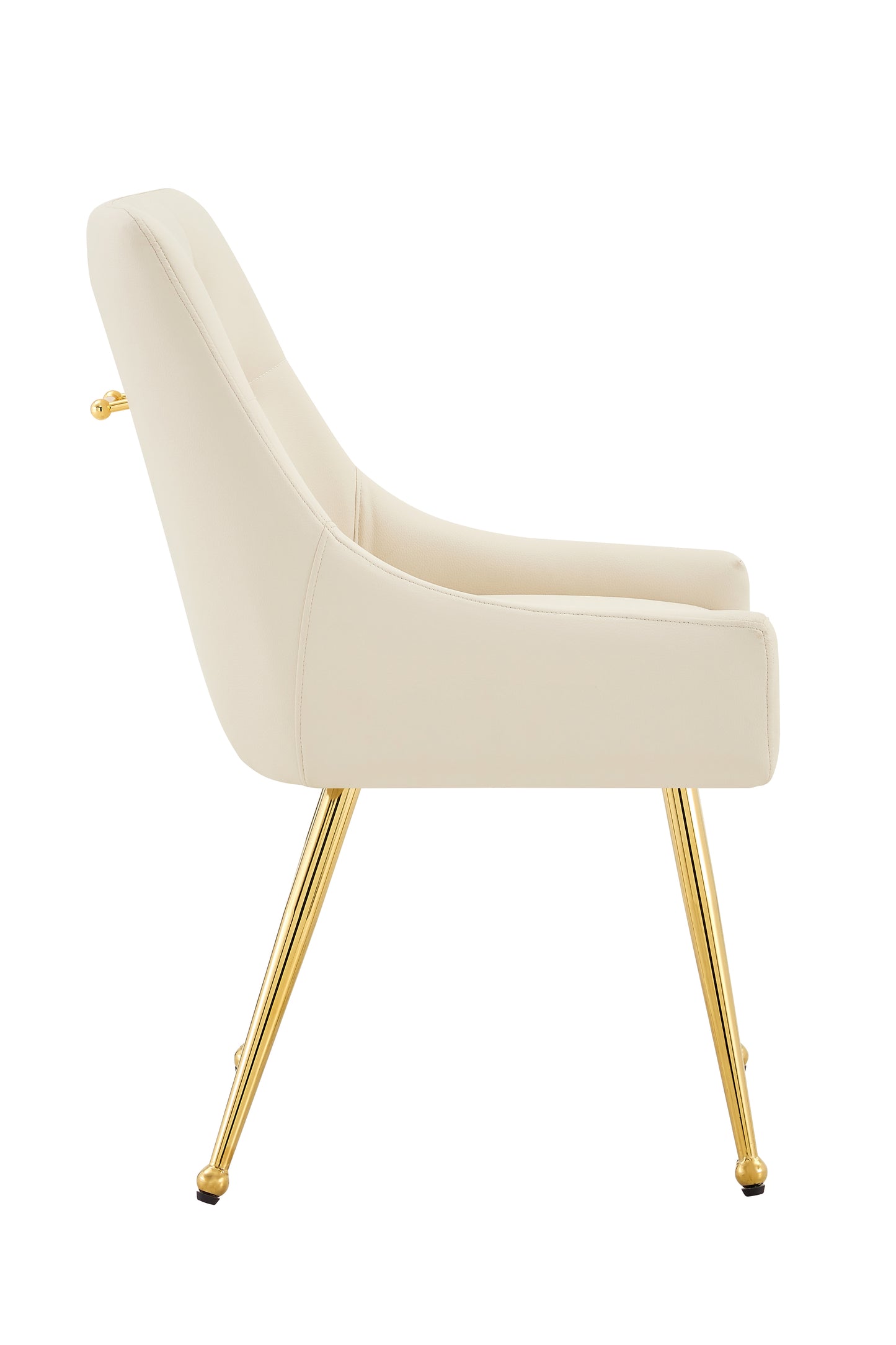 Leather Upholstered Modern Dining Chair with Diamond Tufted Button Back - Dining Room Negotiation Room Cafe Office Accent Chair (Off White, Set of 2) image 5