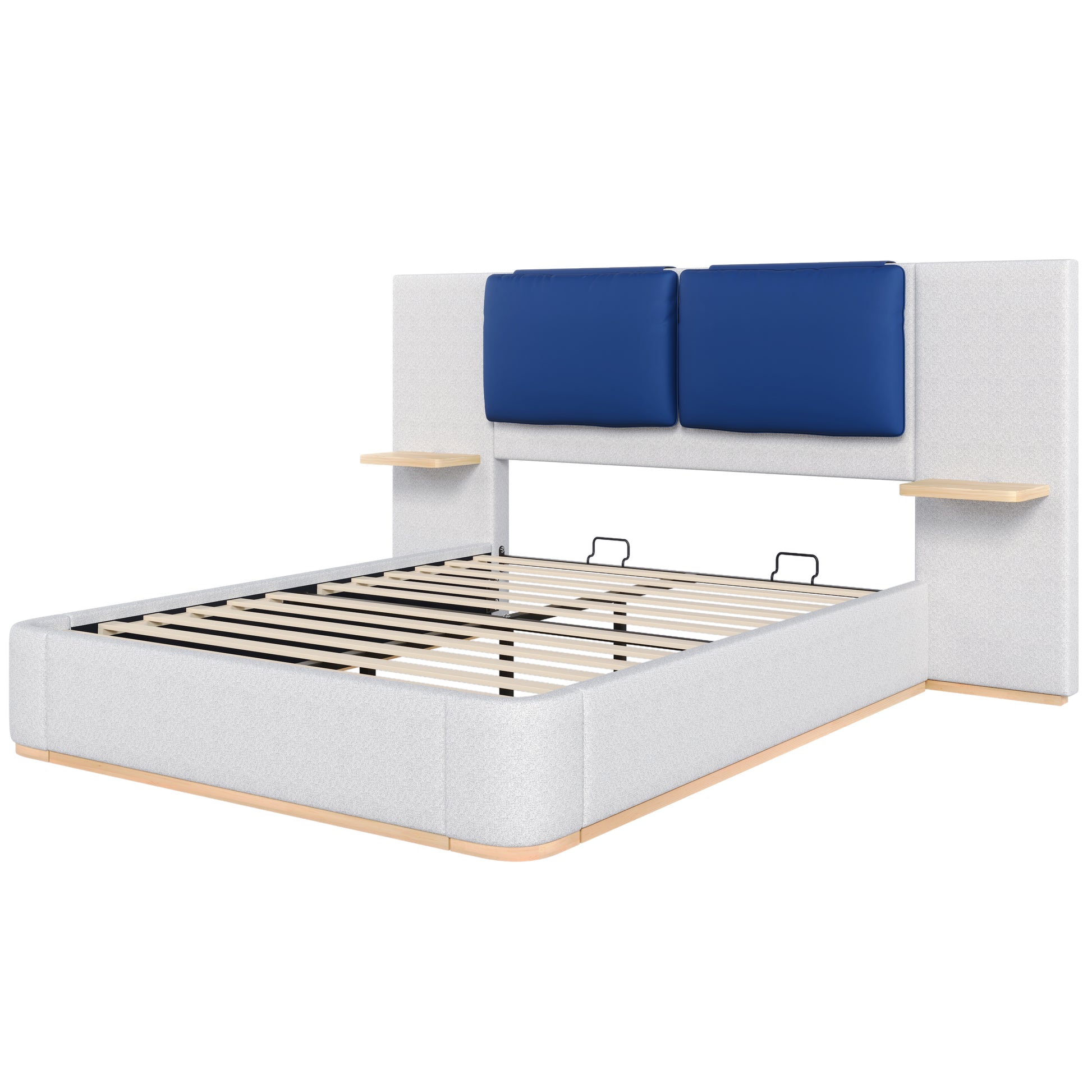 Queen Size Upholstered Platform Bed with Panel, Platform Bed Frame with Anti-Collision Soft Rounded Corners, Stable and Solid, No Box Spring Needed, Easy Assembly, Grey image 9
