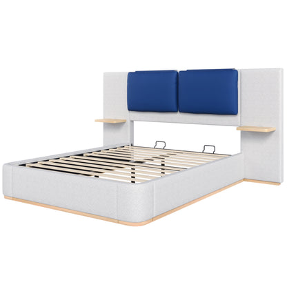 Queen Size Upholstered Platform Bed with Panel, Platform Bed Frame with Anti-Collision Soft Rounded Corners, Stable and Solid, No Box Spring Needed, Easy Assembly, Grey image 9