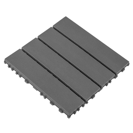 Plastic interlocking decking tiles, 44 packs of terrace decking tiles, 12 inches x 12 inches waterproof for all-weather use, backyard pool decking tiles, dark gray image 1
