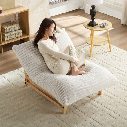 Accent Armless Lazy Sofa, Casual Single Sofa, Corduroy Fabric, For Living Room And Bedroom, With Backrest, Single Seat, OFF-WHITE image 4