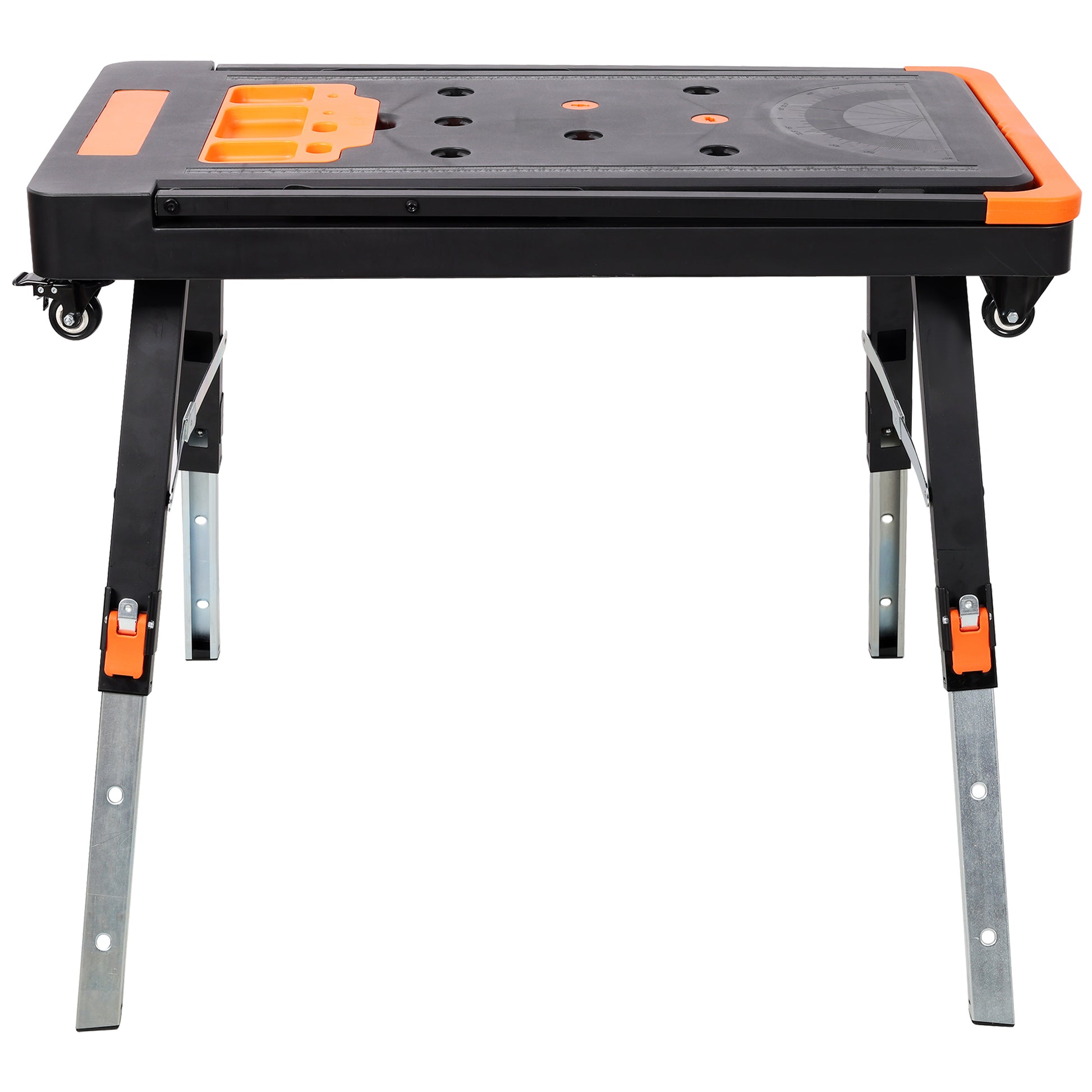 8-in-1 Multifunctional Folding Work Table with US Standard Socket, Portable Heavy Duty Workbench with Wheels for Garage Workshop Home Use image 4