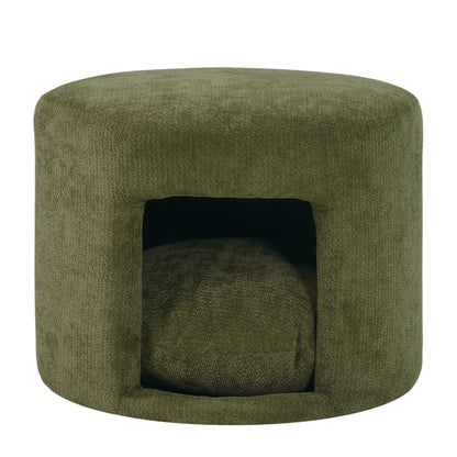 Green Pet Friendly Ottoman with Removable Pet Cushion, Hidden Pet Nook, Acacia Wood Legs, 220 lbs Capacity, Upholstered Footrest Stool for Living Room image 4