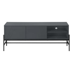 Tv Stand, 60 Inch, Console, Media Entertainment Center, Storage Cabinet, Living Room, Bedroom, Grey Laminate, Black Metal, Contemporary, Modern