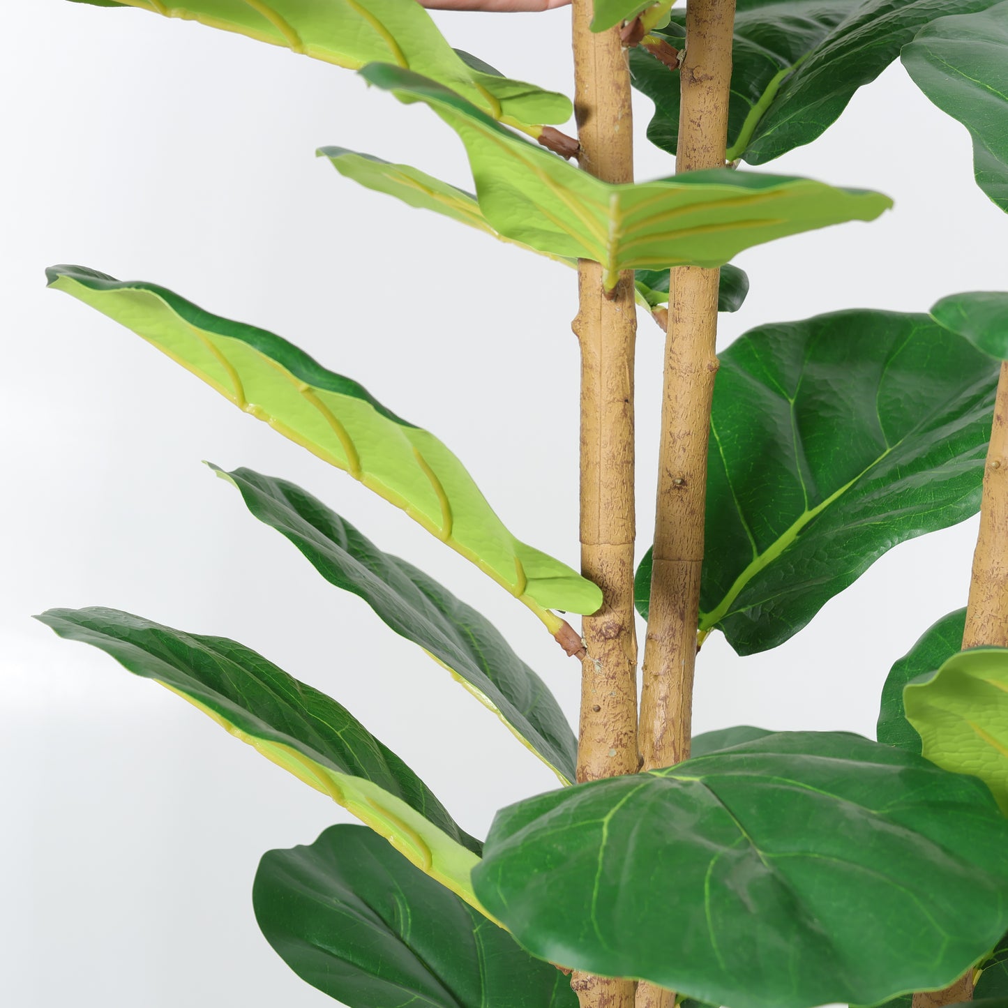 5.2FT Artificial Fiddle Leaf Fig Tree With Decorative White Pot, Real Touch Fake Indoor Plant for Home Office Living Room Corner Decoration, 1pc/set image 8