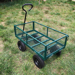 (Green solid wheels wagon cart) Solid wheels Tools cart Wagon Cart Garden cart trucks  make it easier to transport firewood
