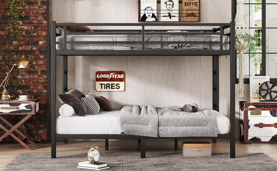 Metal Queen over Queen Bunk Bed for Teens and Adults,Space-Saving/Noise Reduced/No Box Spring Needed, Black image 11