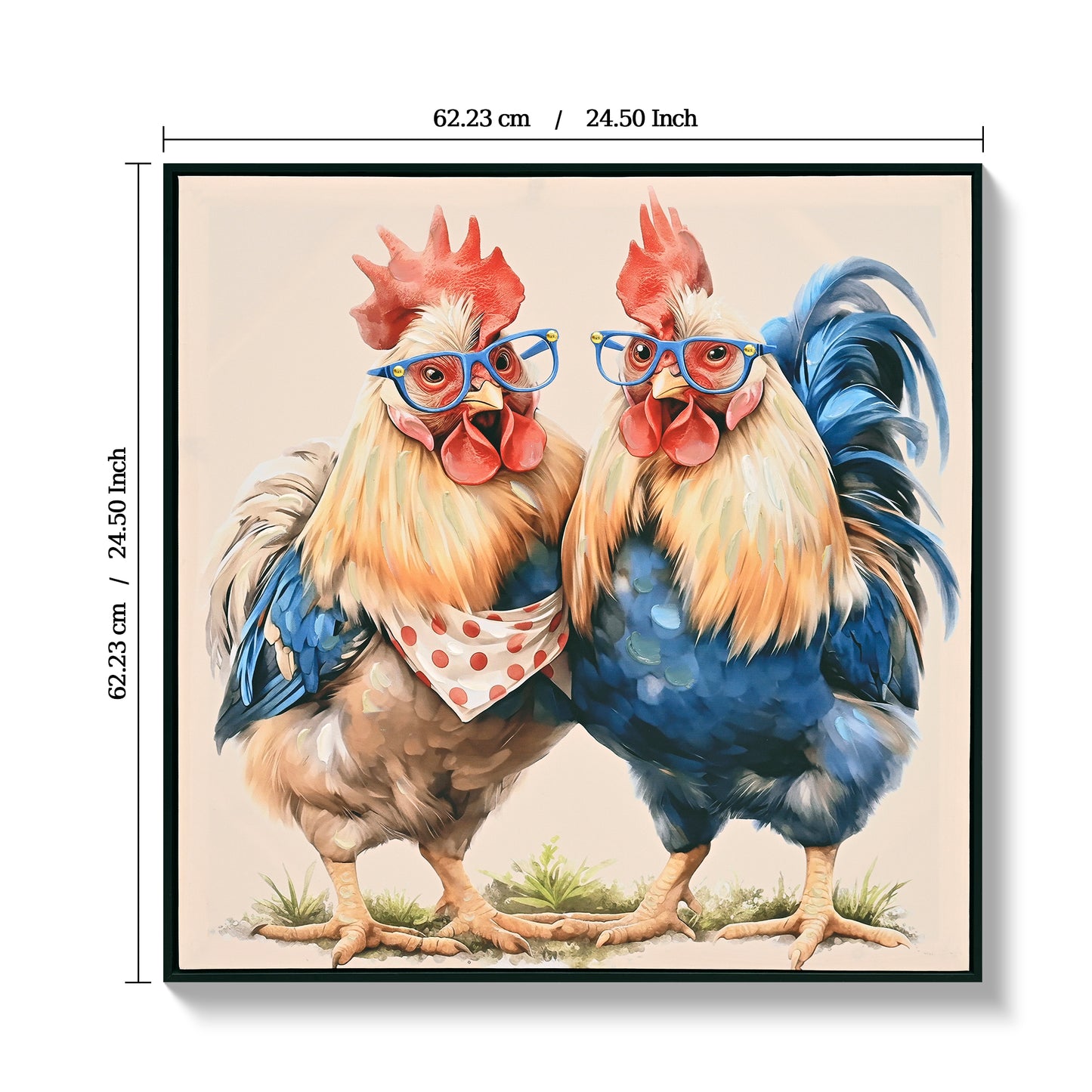 Farmhouse Rooster Wall Art, Rustic Chicken Pictures Wall Decor, Country Farm Coop Canvas Prints Painting, Framed Artwork for Kitchen Living Room Dining Room Bathroom Bedroom 24"x24" image 10