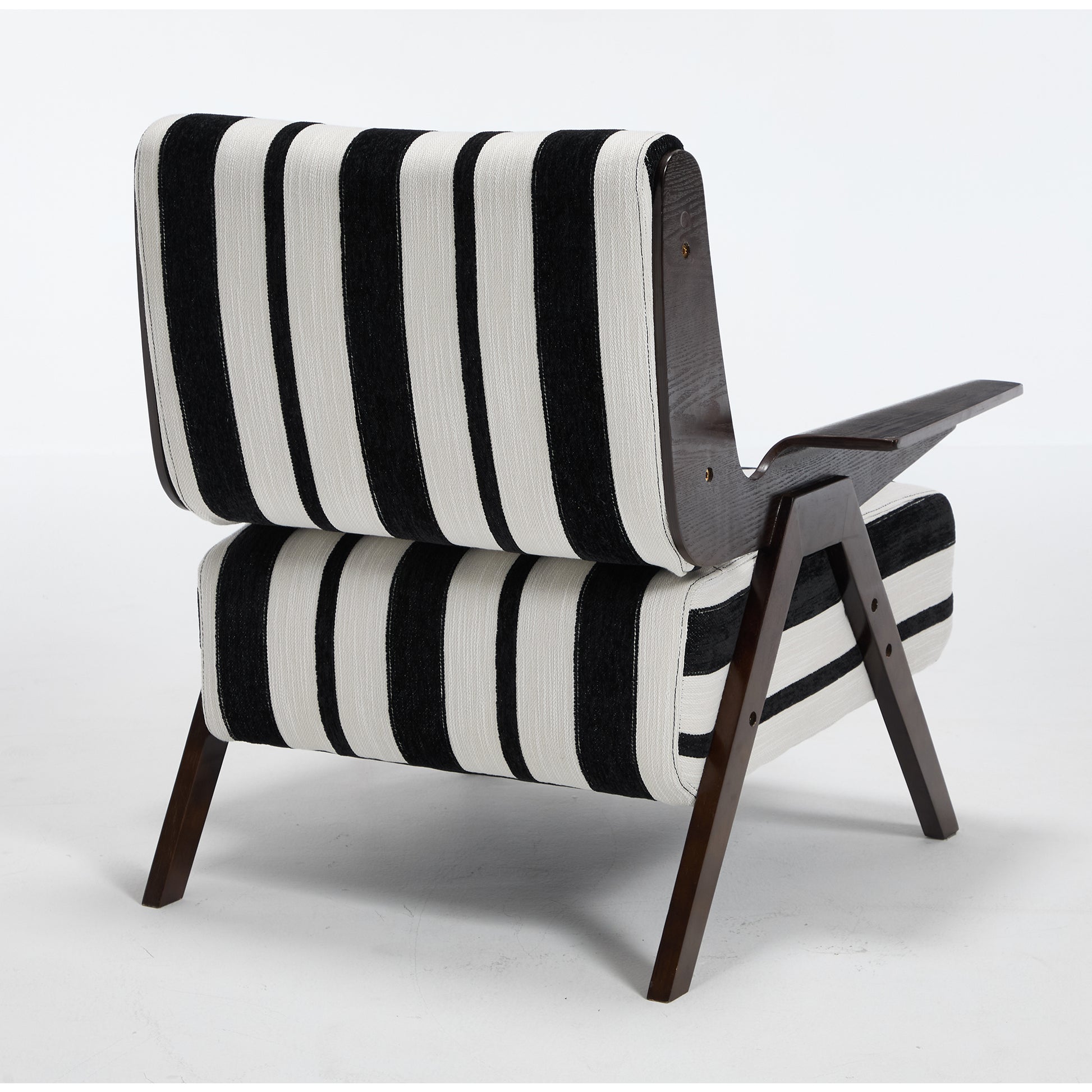 Modern armchair Widened armrests on both sides Solid wood legs Comfortable to sit on, casual reading chair, living room, bedroom, office Black and white stripes(One Pack) image 8